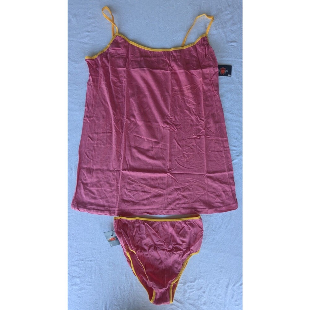 Dangerous Duds 2XL Pink Cami Tank & Panty Set NWT 100% Cotton Sleepwear